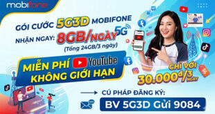 Gói cước 5G3D MobiFone — 24GB data 3 ngày + TikTok miễn phí, giá 30.000đ