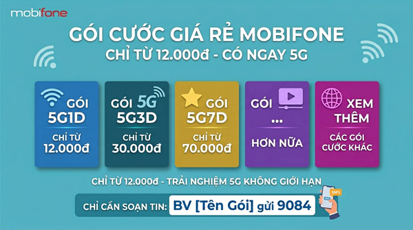 Gói cước giá rẻ MobiFone — Tổng hợp gói từ 12.000đ đến 70.000đ mới nhất 2026