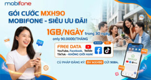 Gói cước MXH90 MobiFone — 1GB/ngày + YouTube + Facebook miễn phí, giá 90.000đ