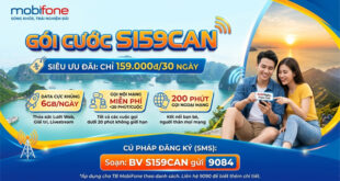 Gói S159CAN MobiFone – 6GB/ngày + Thoại Miễn Phí, Giá 159.000đ/Tháng