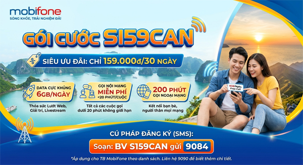 Gói S159CAN MobiFone – 6GB/ngày + Thoại Miễn Phí, Giá 159.000đ/Tháng