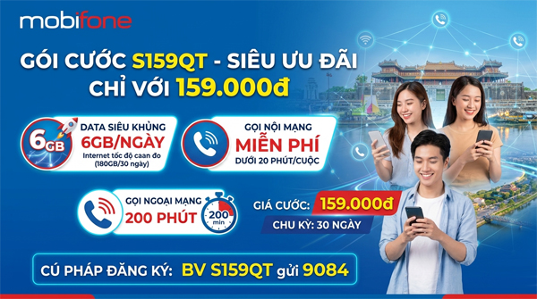 Gói 6S159QT MobiFone – 6 Tháng 6GB/ngày, Thoại Miễn Phí, Phí 954.000đ